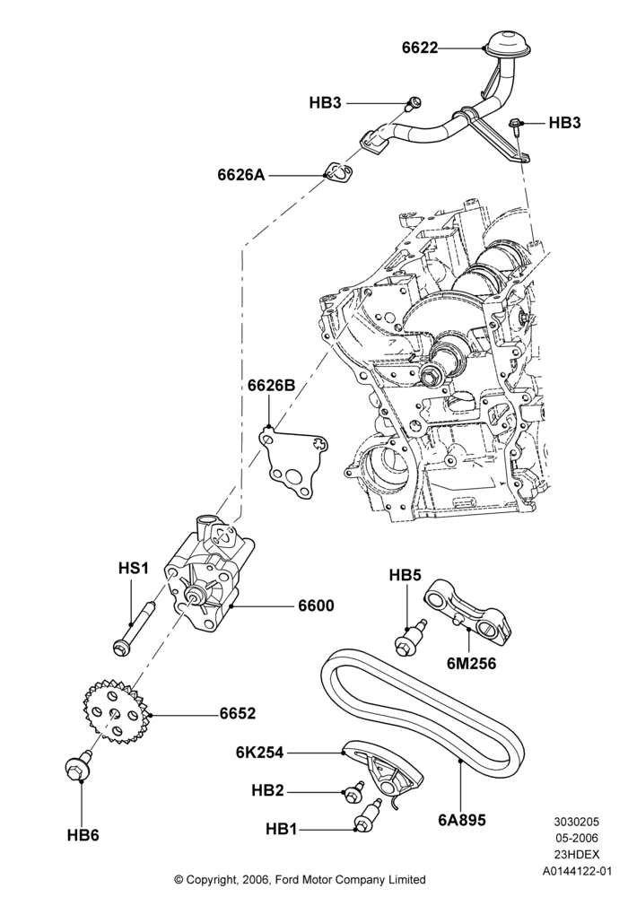 05D - Oil Pump, 2.3L Duratec-HE (145PS) - MI4; 01/MAY/2006-23/JUN/2008