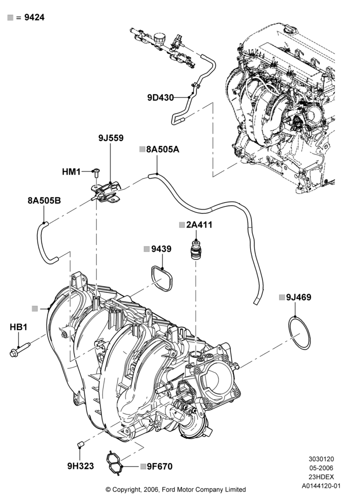 20D - Intake Manifold, 2.3L Duratec-HE (145PS) - MI4; 01/MAY/2006-23/JUN/2008