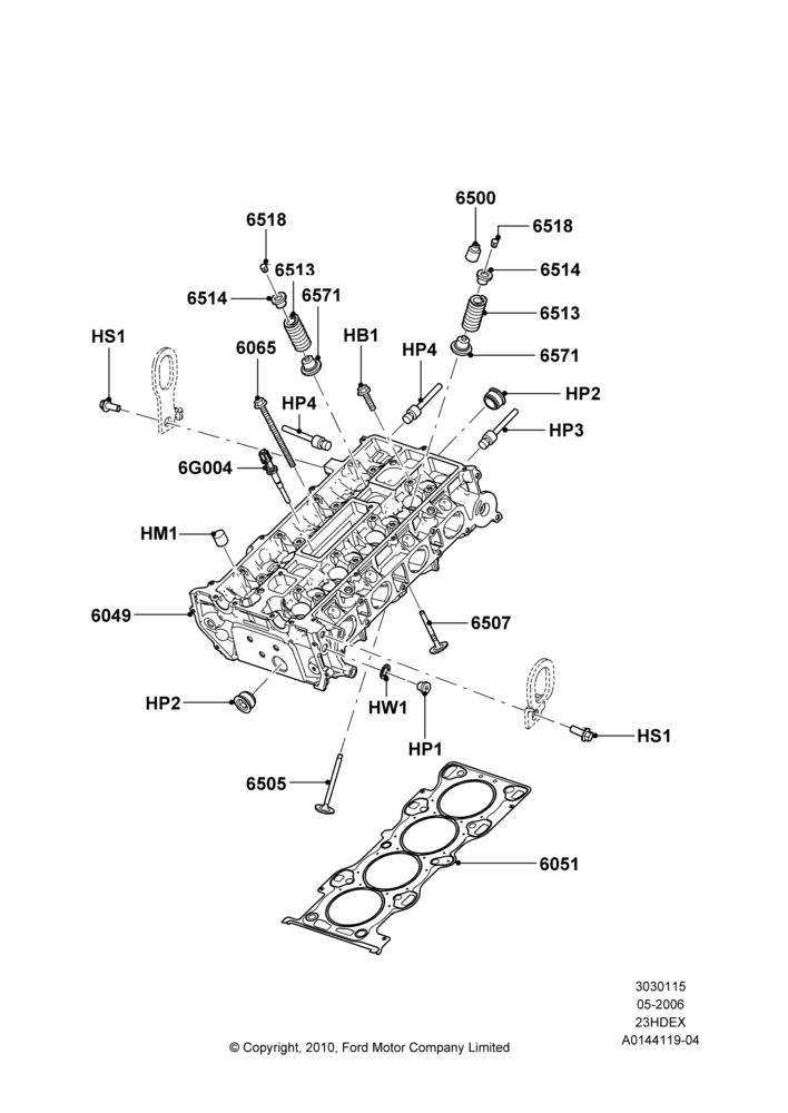 15D - Cylinder Head, 2.3L Duratec-HE (145PS) - MI4; 01/MAY/2006-23/JUN/2008