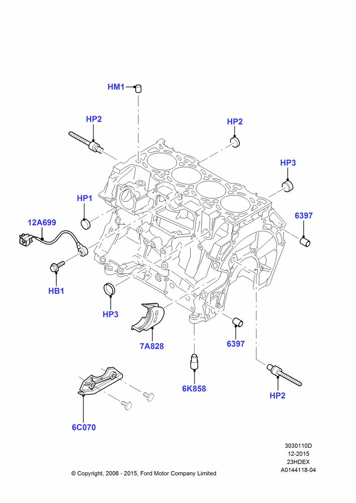 10D - Cylinder Block and Plugs, 2.3L Duratec-HE (145PS) - MI4; 01/MAY/2006-23/JUN/2008