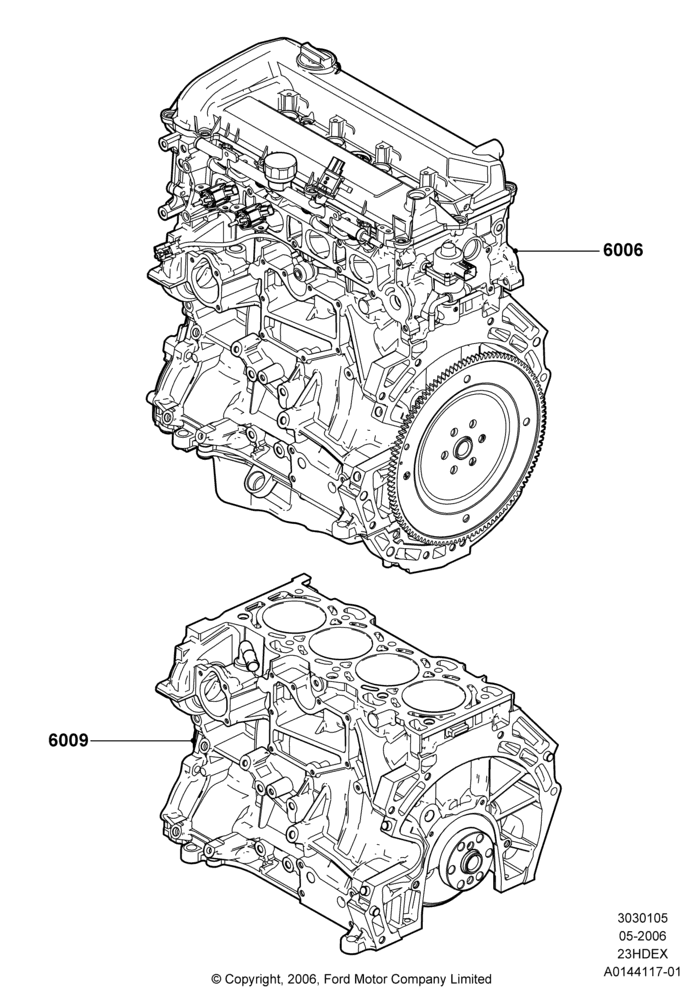 05D - Service Engine and Short Block, 2.3L Duratec-HE (145PS) - MI4; 01/MAY/2006-23/JUN/2008