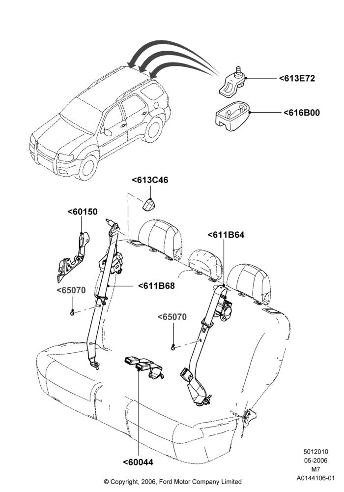 10 - Rear Seat Belts; 01/MAY/2006-29/APR/2012