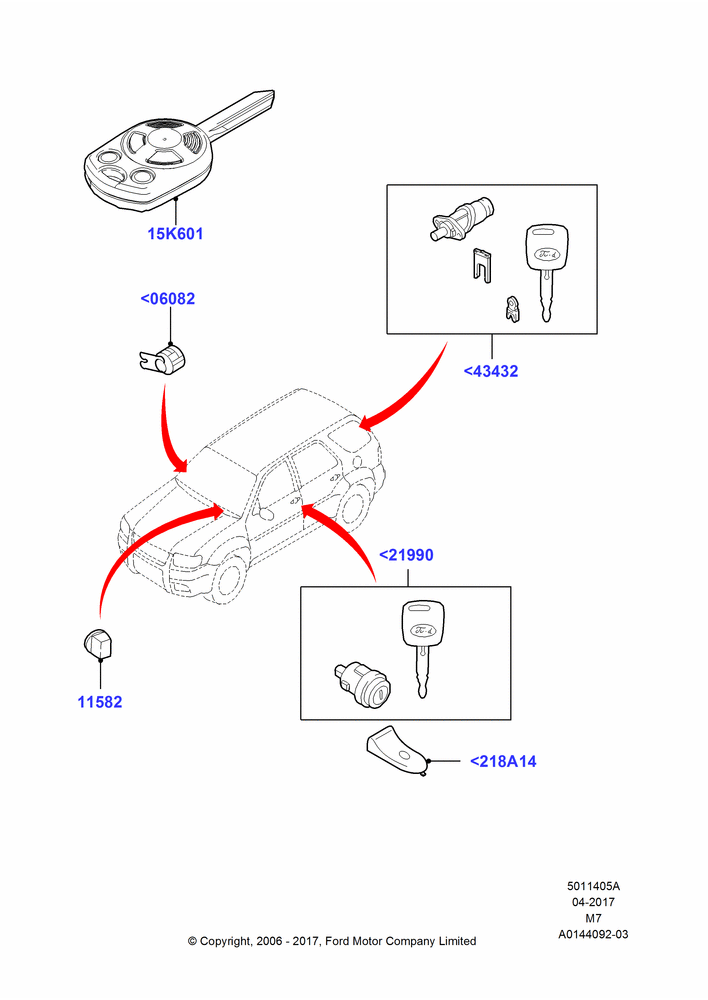 05A - Vehicle Lock Sets and Repair Kits, Ford Series; 01/MAY/2006-29/APR/2012
