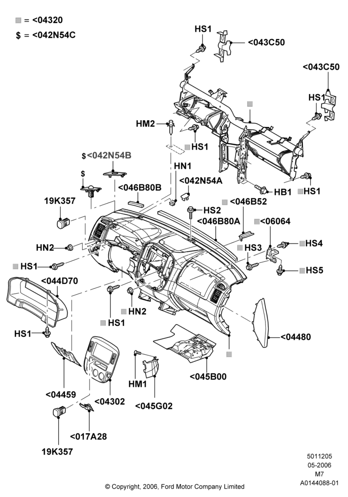 05A - Instrument Panel, Ford Series, Less Hybrid Version; 01/MAY/2006-08/JAN/2007