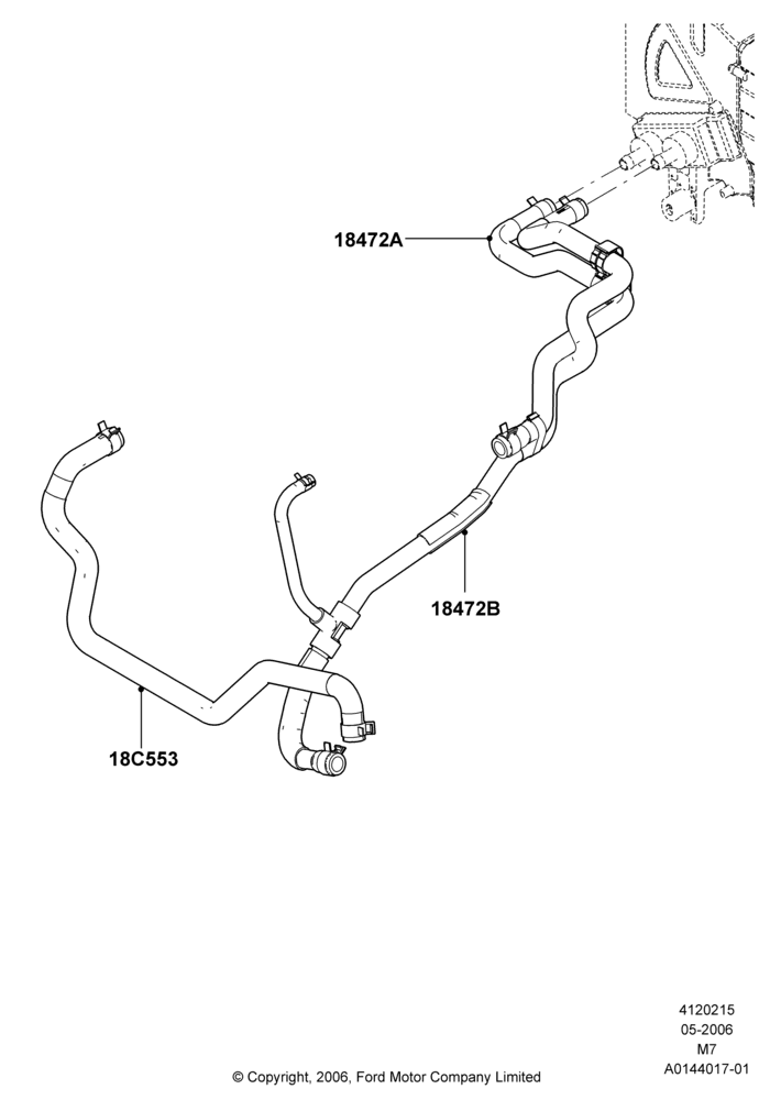 15A - Heater Hoses, 2.3LI4 16v Gas/Electric DOHC Hybrid; 01/MAY/2006-03/DEC/2007