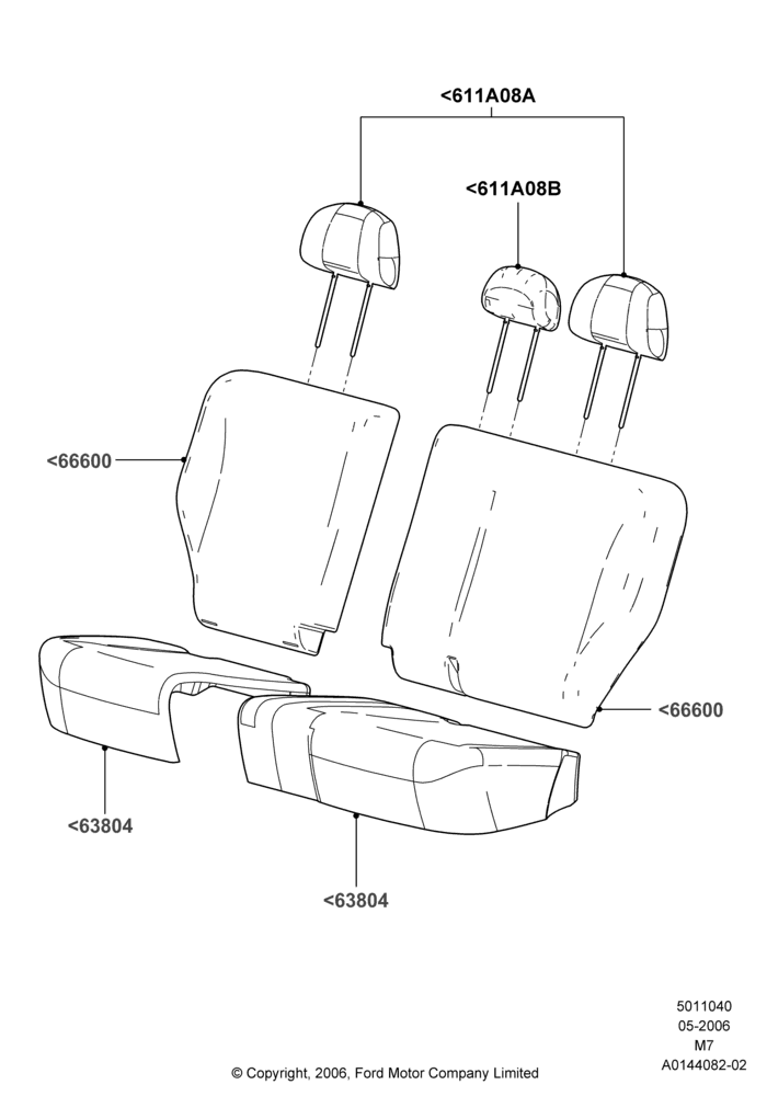 40A - Rear Seat Covers, Ford Series; 01/MAY/2006-08/JAN/2007