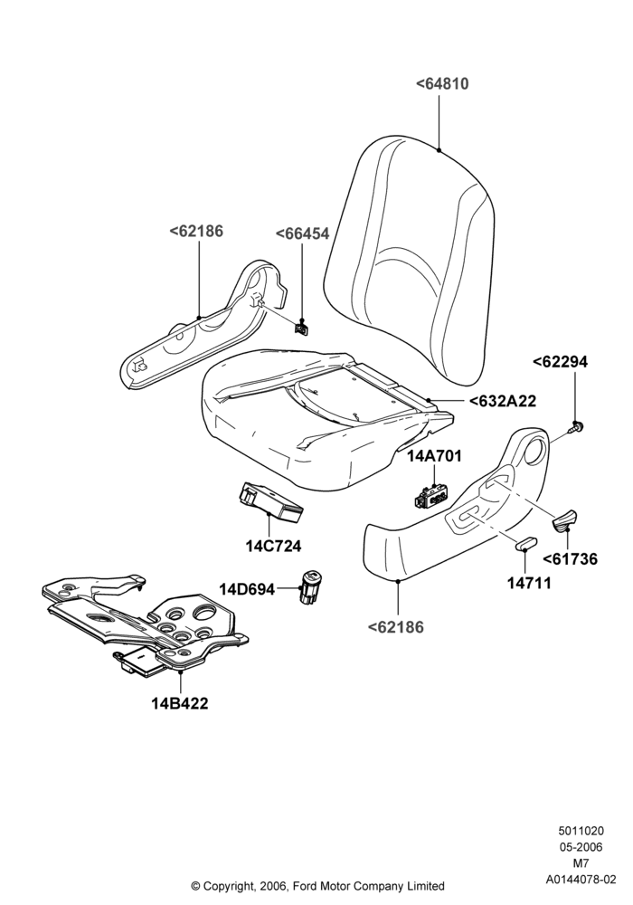 20A - Front Seat Pads/Valances & Heating, Ford Series; 01/MAY/2006-08/JAN/2007