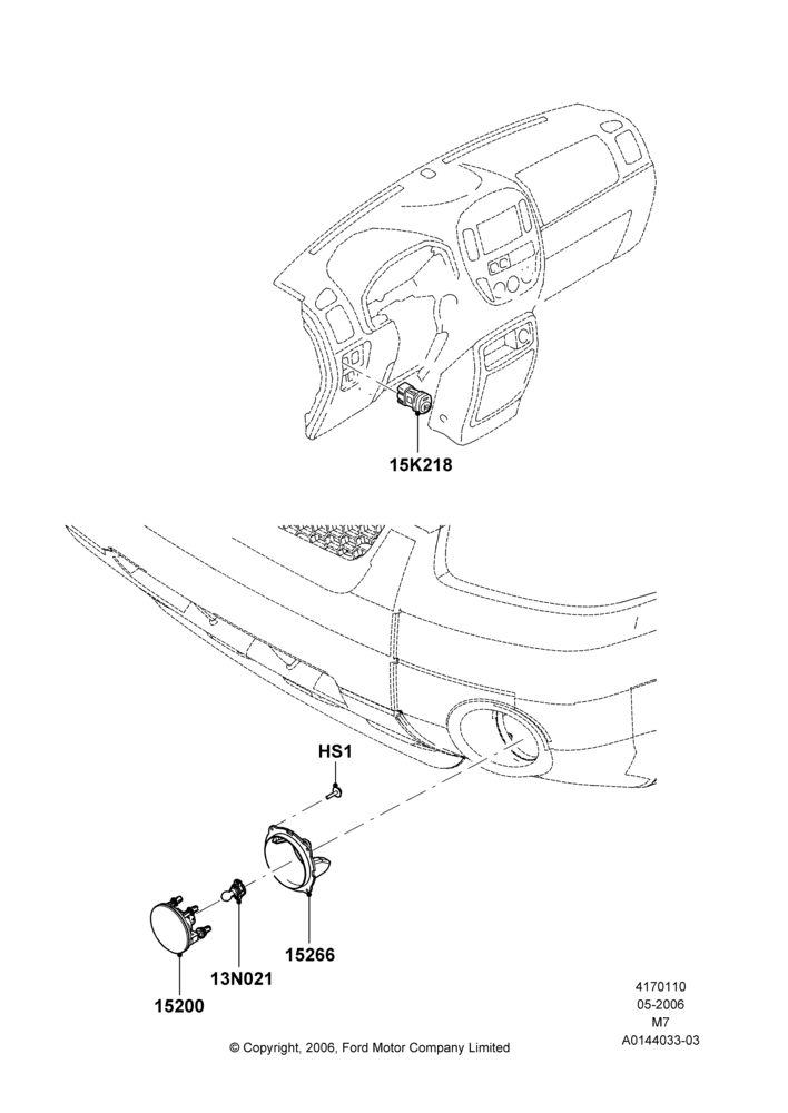 Front Fog Lamps, (-)LHD European Markets, Ford Series, With Front Fog Lamps