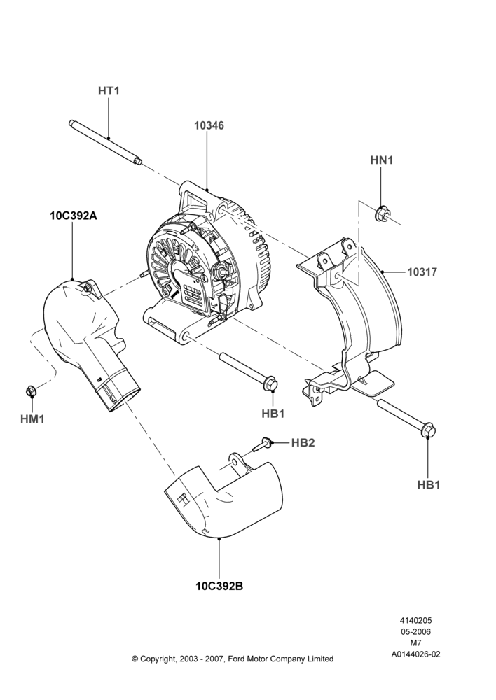 05A - Alternator and Mountings, 2.3L Duratec-HE (145PS) - MI4; 01/MAY/2006-23/JUN/2008
