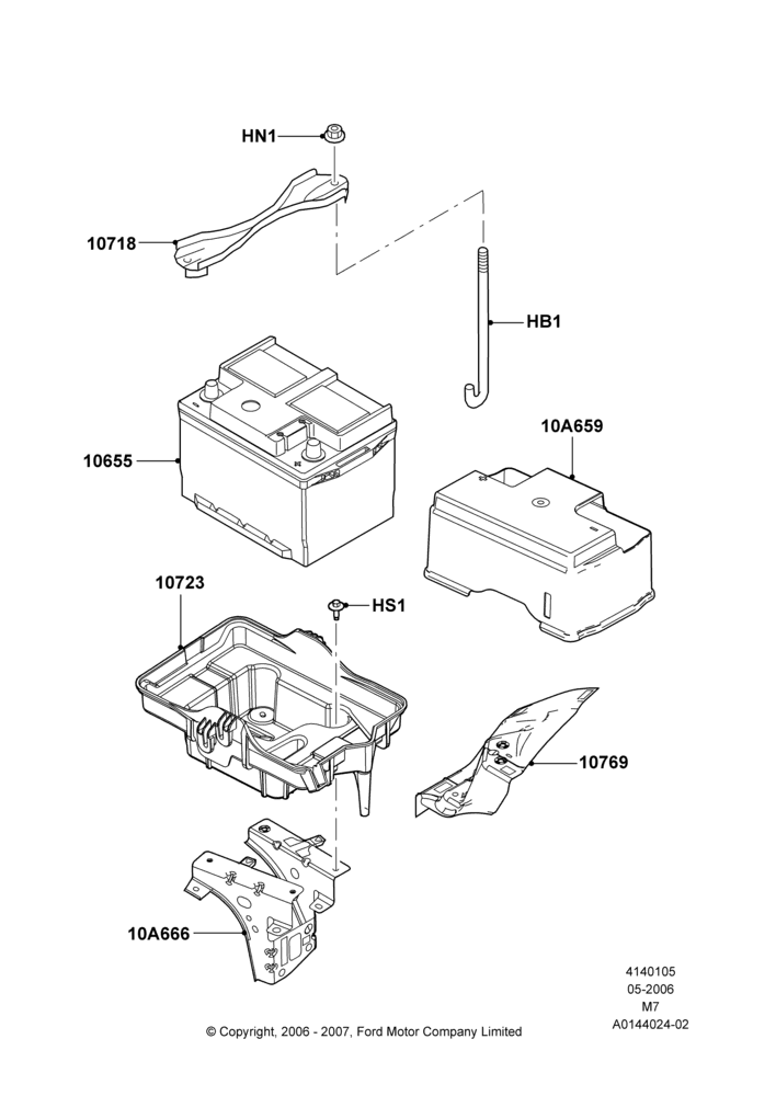 05A - Battery and Mountings, Less Hybrid Version; 01/MAY/2006-29/APR/2012