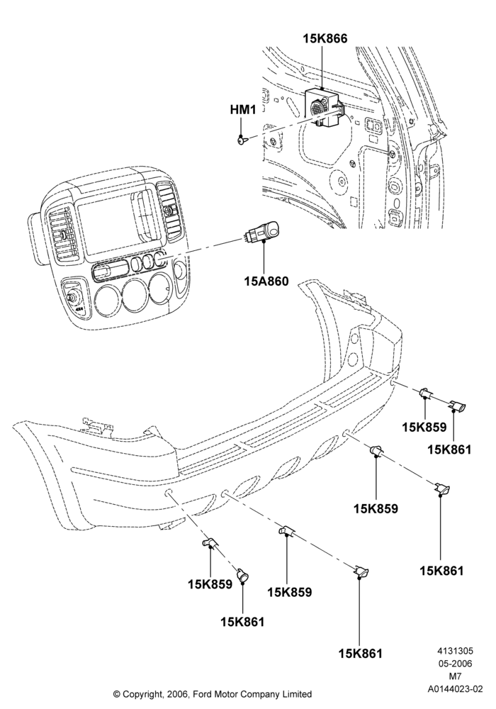 05A - Parking Distance Control, Ford Series, With Reverse Proximity Sensor; 01/MAY/2006-08/JAN/2007
