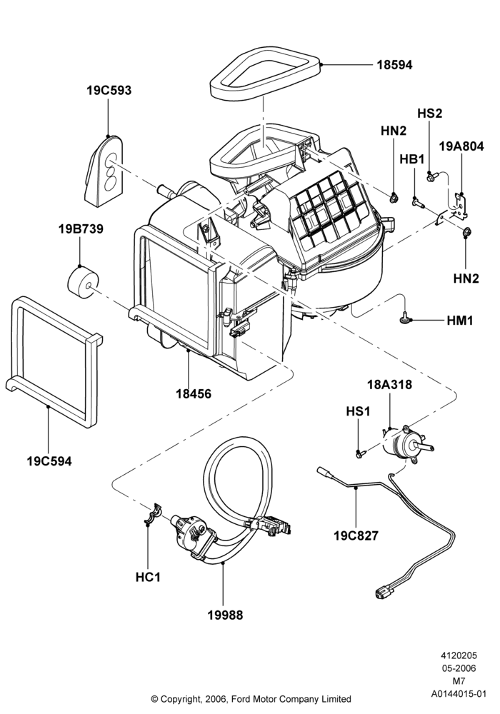 05A - Heater/Air Cond.External Components, Less Air Conditioning, Evaporator And Blower Main Unit Assembly; 01/MAY/2006-08/JAN/2007