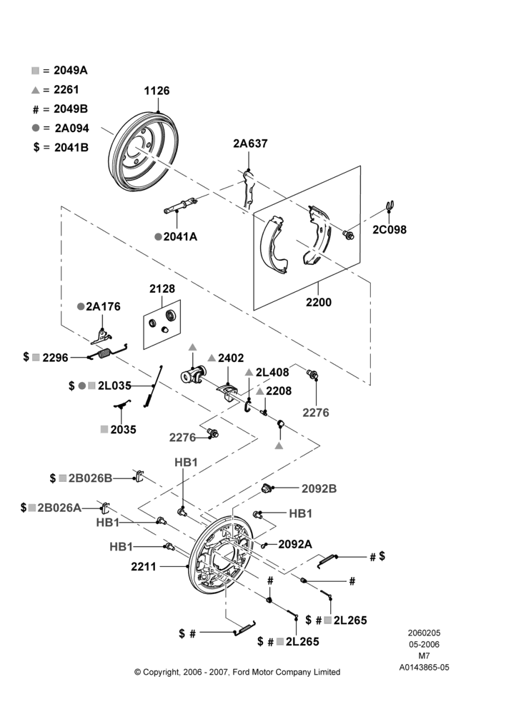 05A - Rear Drum Brakes, With Front Disc-Brake/Rr Drum Brake; 01/MAY/2006-08/JAN/2007