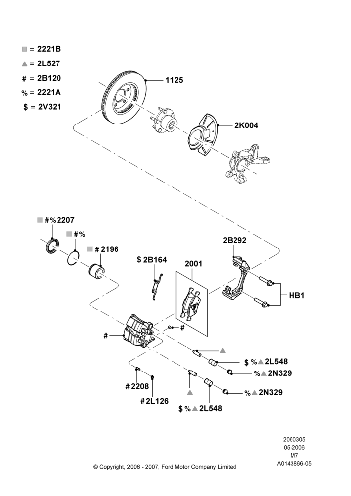 05A - Front Brake Discs and Calipers, With 4 Wheel Disc-Brake; 01/MAY/2006-08/JAN/2007