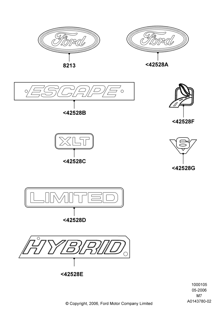 Name Plates, (+) North American Markets, Ford Series