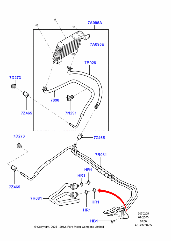 05B - Transmission Cooling Systems, 6 Speed Auto Transmission 6R60, 6 Speed Automatic Trans (6R80); 19/JUL/2005-16/DEC/2010