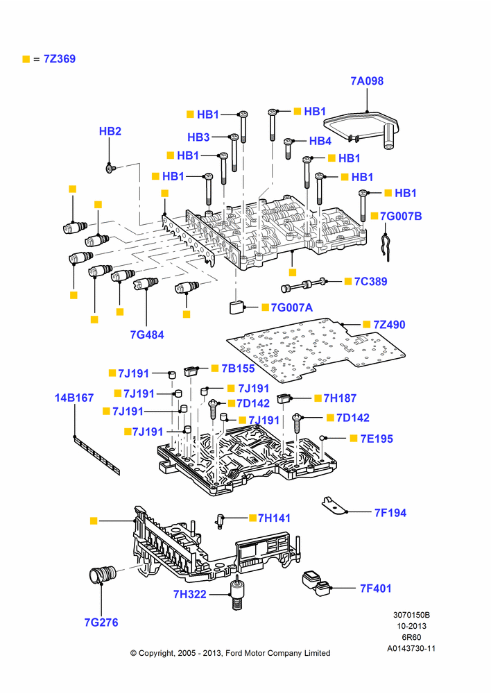 50B - Valve Body - Main Control & Servo's, 6 Speed Auto Transmission 6R60, 6 Speed Automatic Trans (6R80); 19/JUL/2005-16/DEC/2010