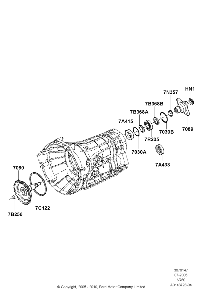 47B - Output Shafts, 6 Speed Auto Transmission 6R60, 6 Speed Automatic Trans (6R80); 19/JUL/2005-16/DEC/2010