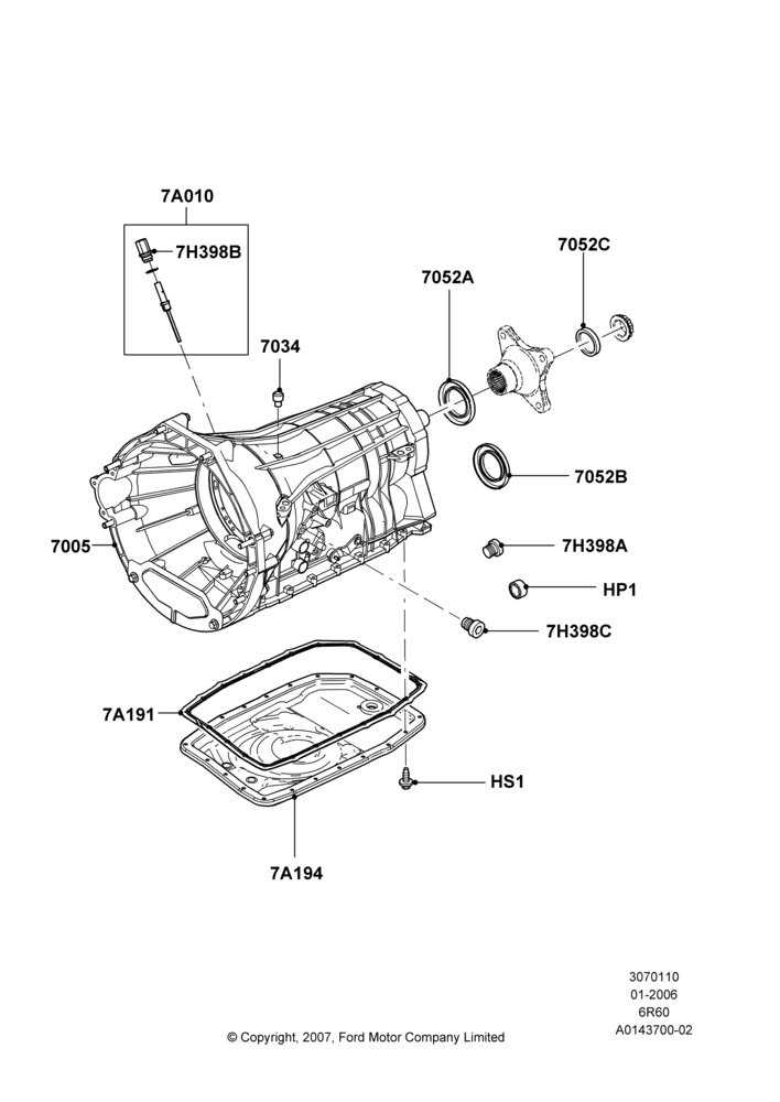10C - Transmission External Components, 6 Speed Auto Transmission 6R60, 6 Speed Automatic Trans (6R80); 30/JAN/2006-29/OCT/2010