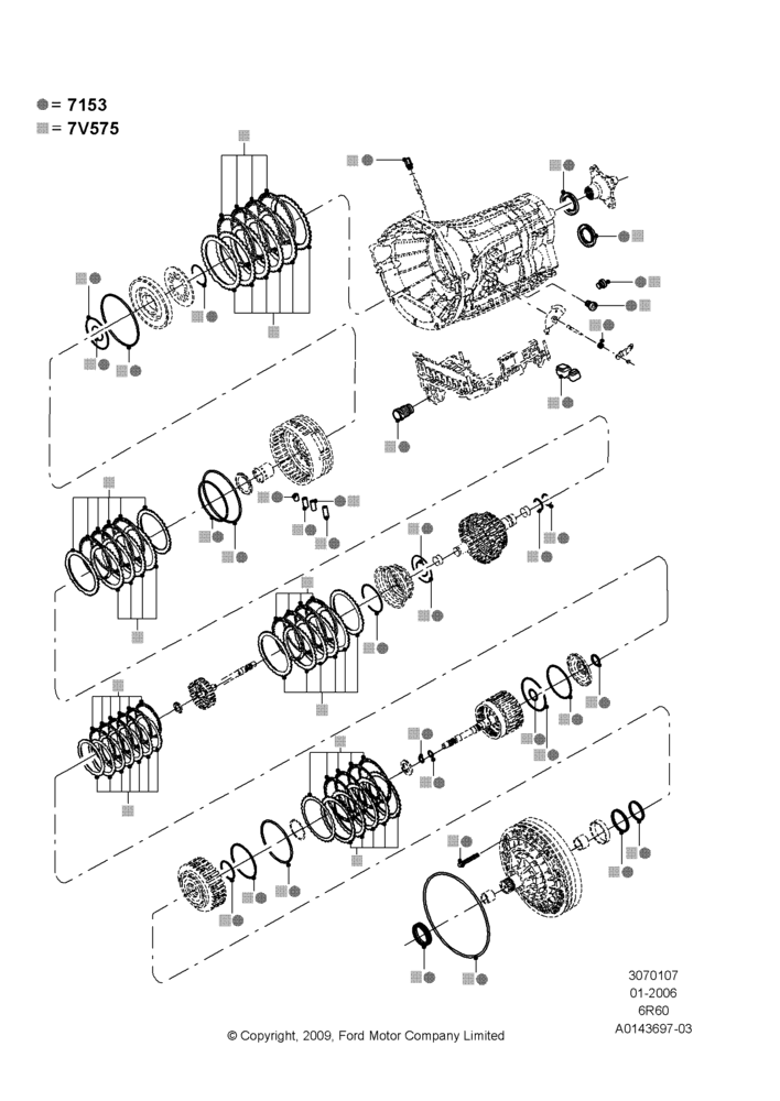 07C - Automatic Transmission Gasket Kits, 6 Speed Auto Transmission 6R60, 6 Speed Automatic Trans (6R80); 30/JAN/2006-29/OCT/2010