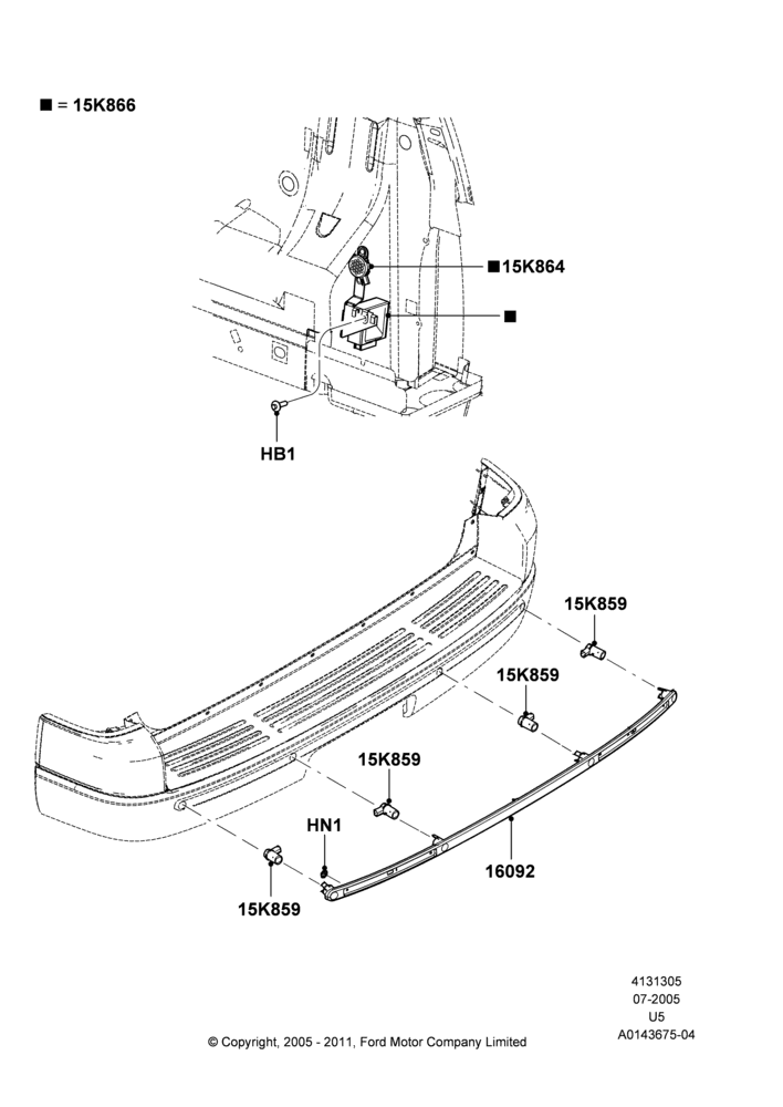 05C - Parking Distance Control, Ford Series, With Reverse Proximity Sensor; 19/JUL/2005-07/AUG/2006