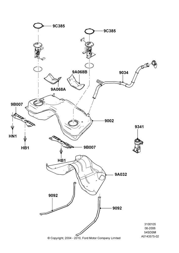 05B - Fuel Tank, 5.4L 4V DOHC EFI S/C ALUM V8 G; 06/JUN/2006-26/JUN/2007