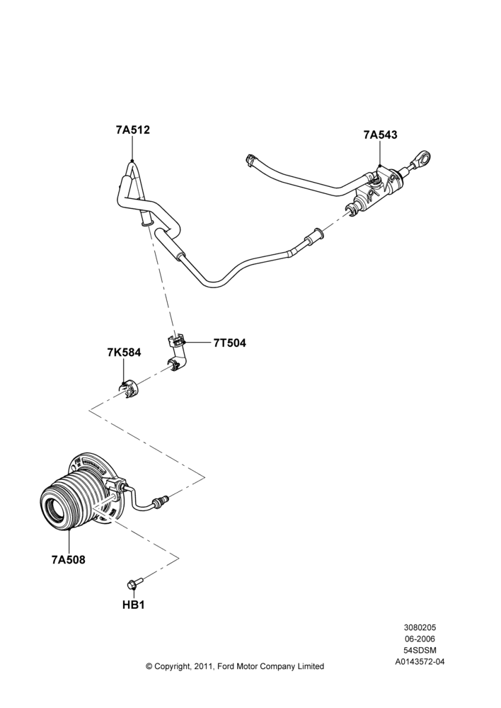 05B - Clutch Master and Slave Cylinders, 5.4L 4V DOHC EFI S/C ALUM V8 G, Manual Transmission; 06/JUN/2006-30/APR/2012