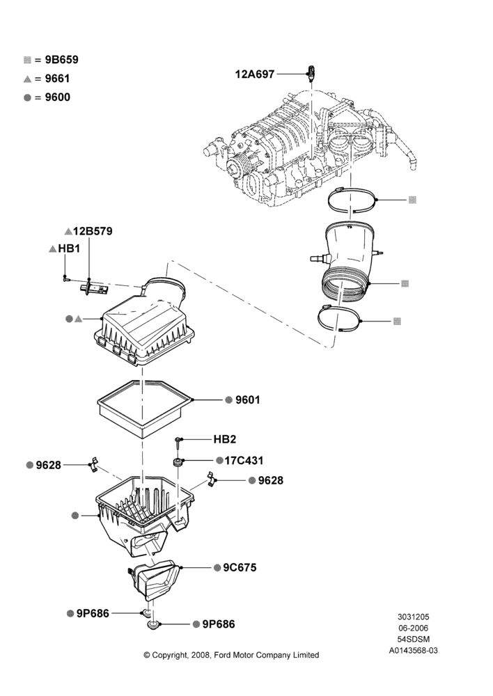 05B - Air Cleaner, 5.4L 4V DOHC EFI S/C ALUM V8 G; 06/JUN/2006-26/FEB/2009