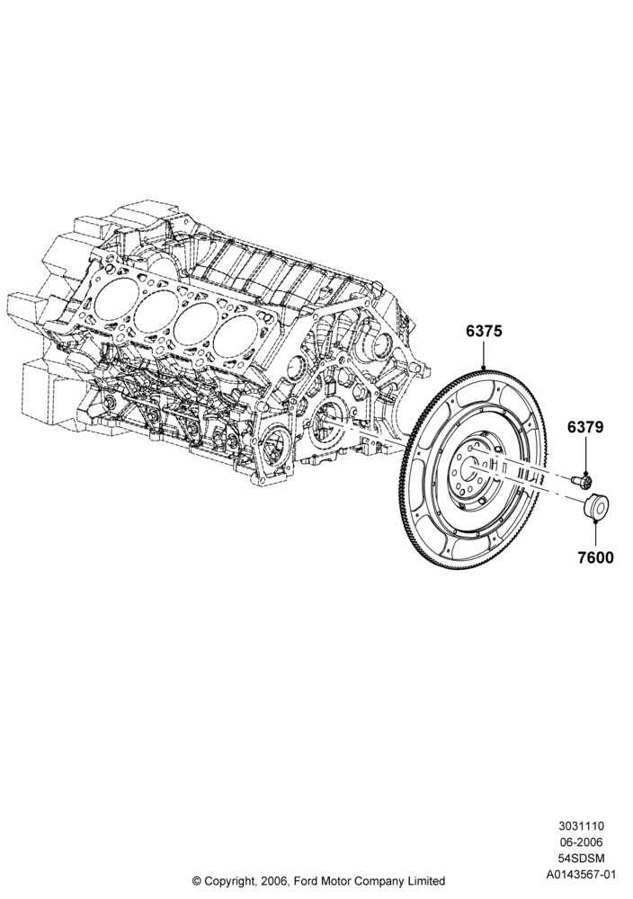 10B - Flywheel, 5.4L 4V DOHC EFI S/C ALUM V8 G; 06/JUN/2006-30/APR/2012