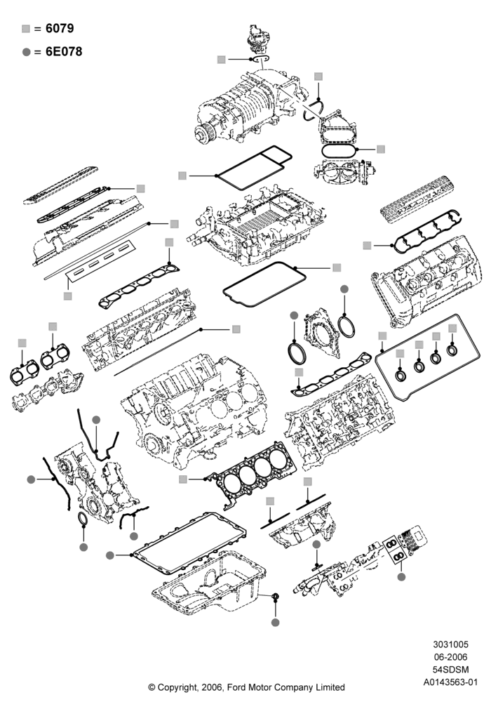 05B - Engine Gasket Kits, 5.4L 4V DOHC EFI S/C ALUM V8 G; 06/JUN/2006-30/APR/2012