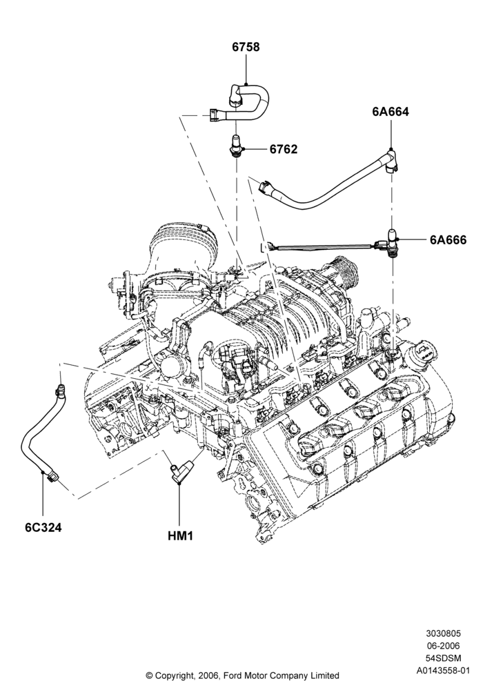 05B - Emission Control - Crankcase, 5.4L 4V DOHC EFI S/C ALUM V8 G; 06/JUN/2006-30/APR/2012