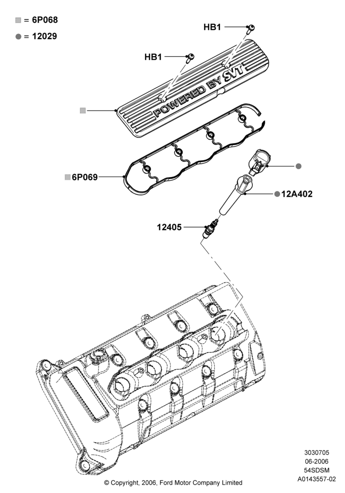 05B - Ignition Coil and Wires/Spark Plugs, 5.4L 4V DOHC EFI S/C ALUM V8 G; 06/JUN/2006-30/APR/2012