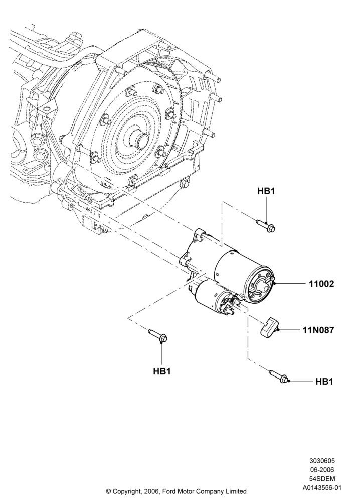 05B - Starter Motor, 5.4L 4V DOHC EFI S/C ALUM V8 G; 06/JUN/2006-30/APR/2012
