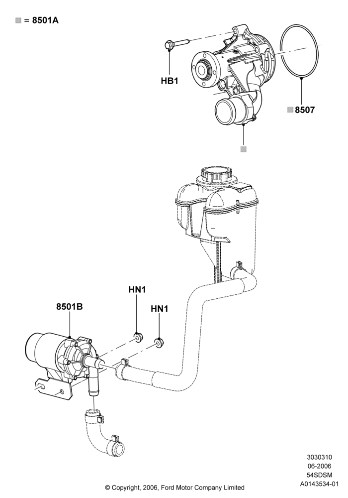 10B - Water Pump, 5.4L 4V DOHC EFI S/C ALUM V8 G; 06/JUN/2006-30/APR/2012