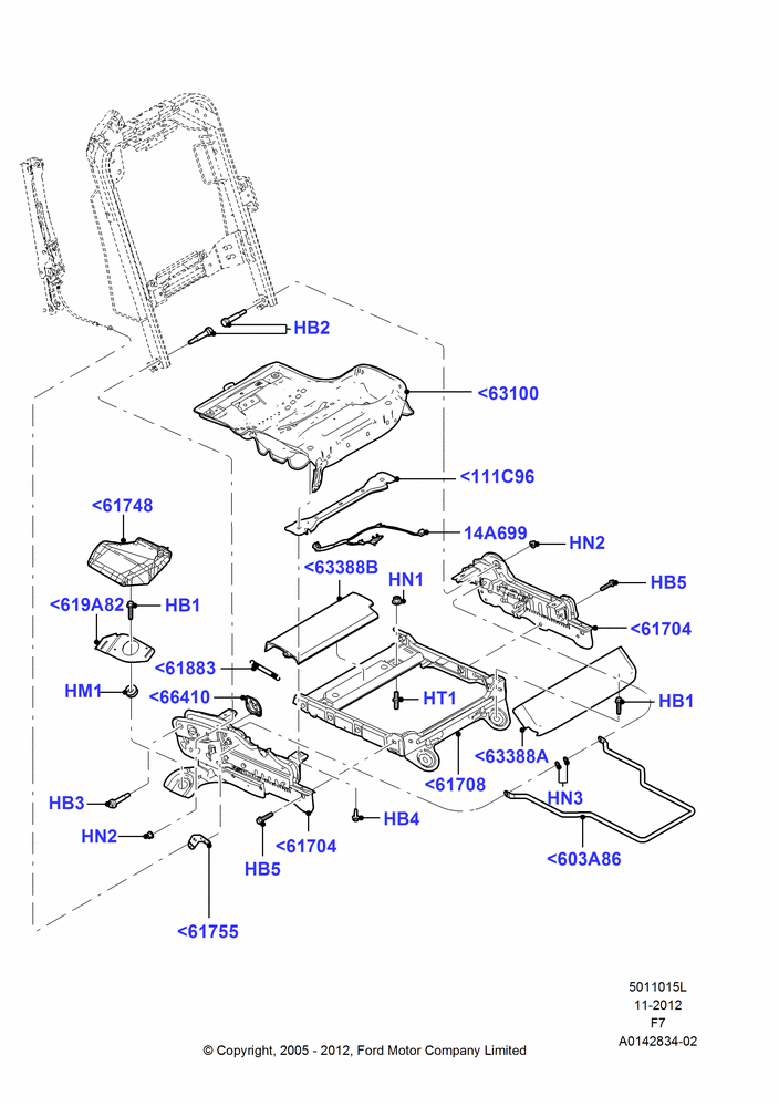 15L - Front Seat Base, With 40/20/40 Split Bench Frnt Seat, With Captain Chair Front Seats, With Fr Seat Integrated Restraints, With Pass. 2 Way Manual Seat Adjust; 16/MAY/2005-18/DEC/2006