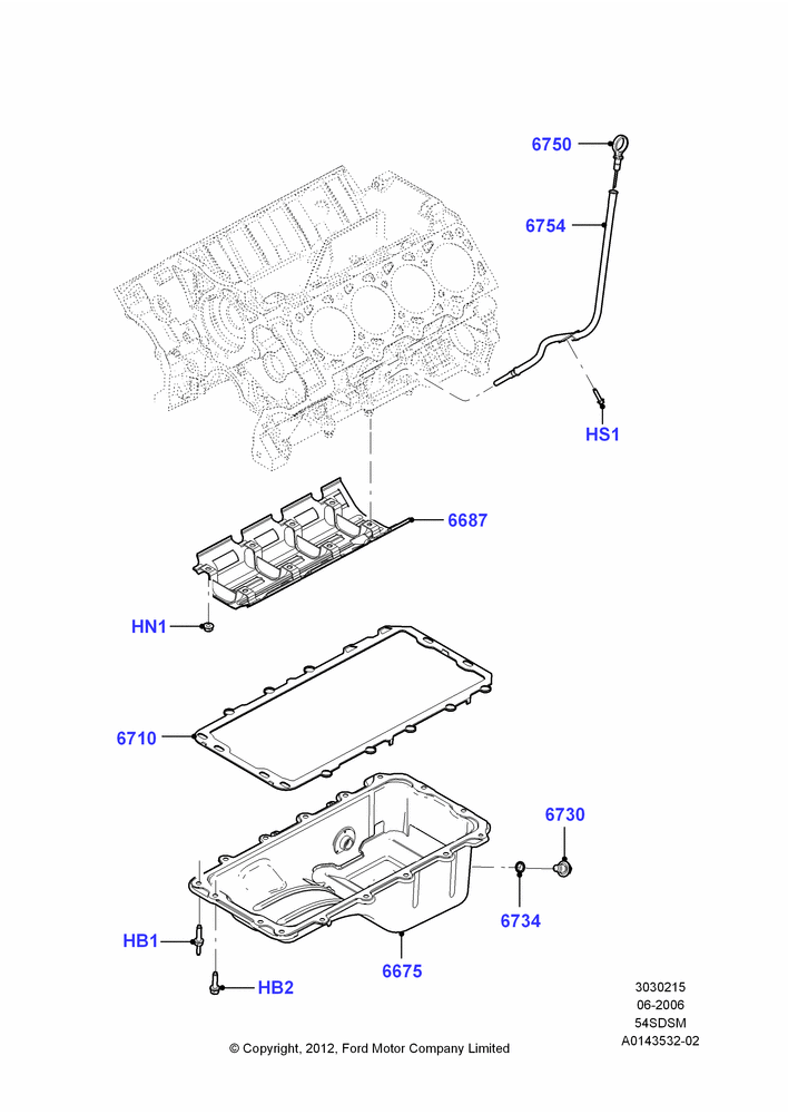 15B - Oil Pan/Oil Level Indicator, 5.4L 4V DOHC EFI S/C ALUM V8 G; 06/JUN/2006-22/MAR/2010