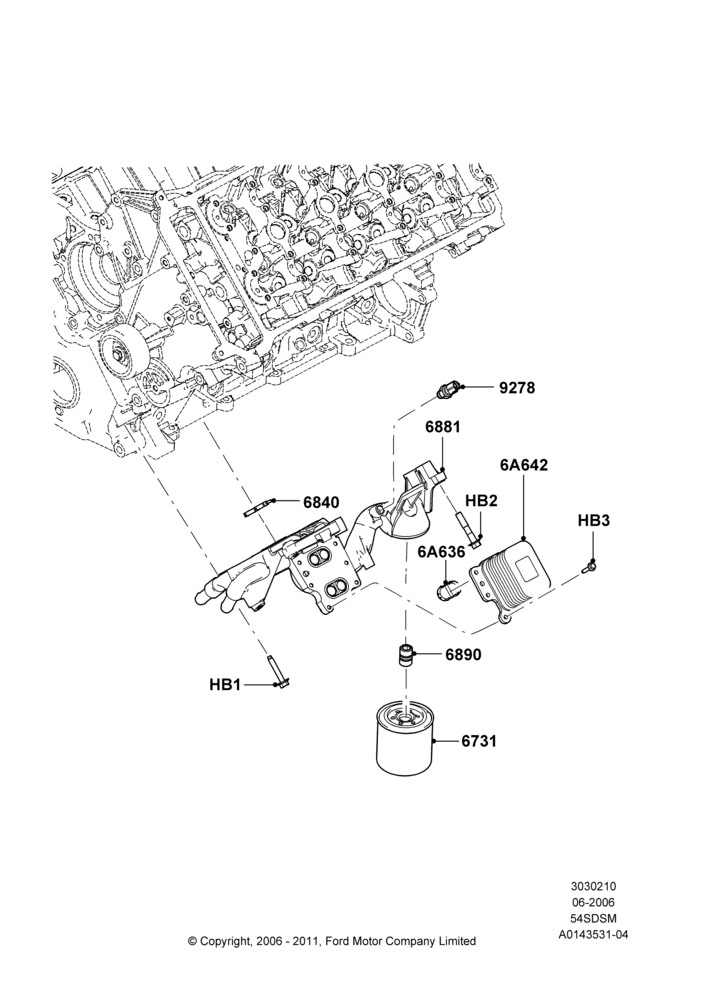 10B - Oil Cooler and Filter, 5.4L 4V DOHC EFI S/C ALUM V8 G; 06/JUN/2006-30/APR/2012