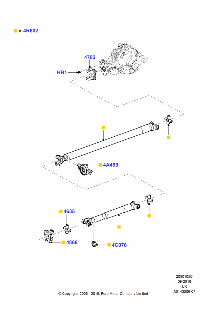 05C - Drive Shaft - Rear Axle Drive, 4.6L 3V V8, LHD 2WD; 30/JAN/2006-29/OCT/2010