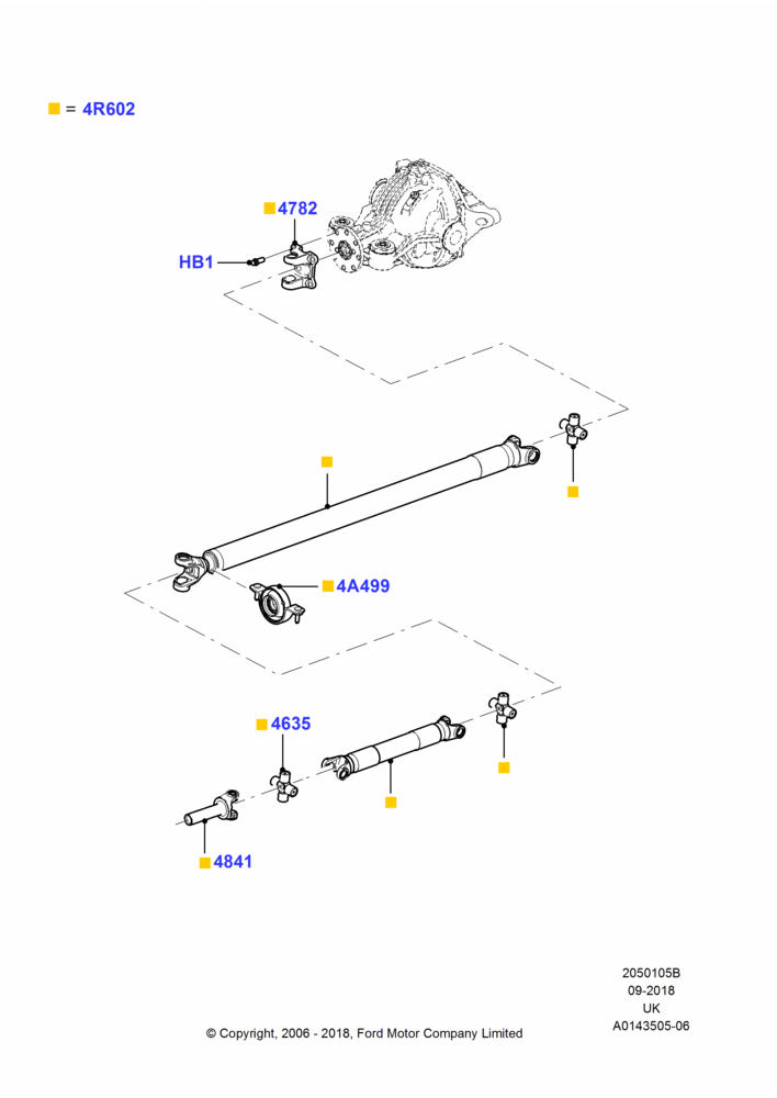 05B - Drive Shaft - Rear Axle Drive, 4.0L V6 12V SOHC EFI, LHD 2WD; 30/JAN/2006-29/OCT/2010