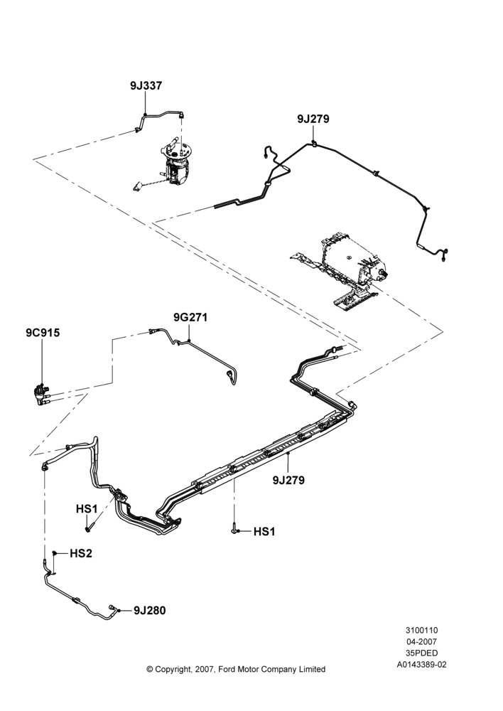 10C - Fuel Lines, 3.5L 4V DOHC VCT SMPI V6 Gas; 30/APR/2007-15/JUN/2009