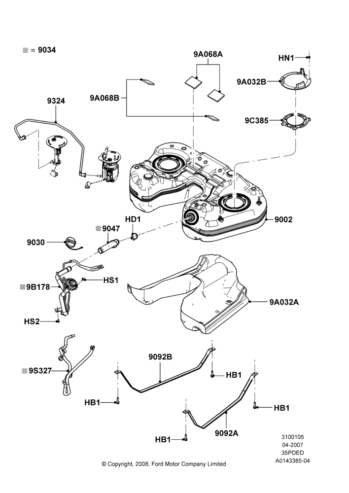 05C - Fuel Tank, 3.5L 4V DOHC VCT SMPI V6 Gas, 4WD, With 49 State/Non Green State Req; 30/APR/2007-15/JUN/2009