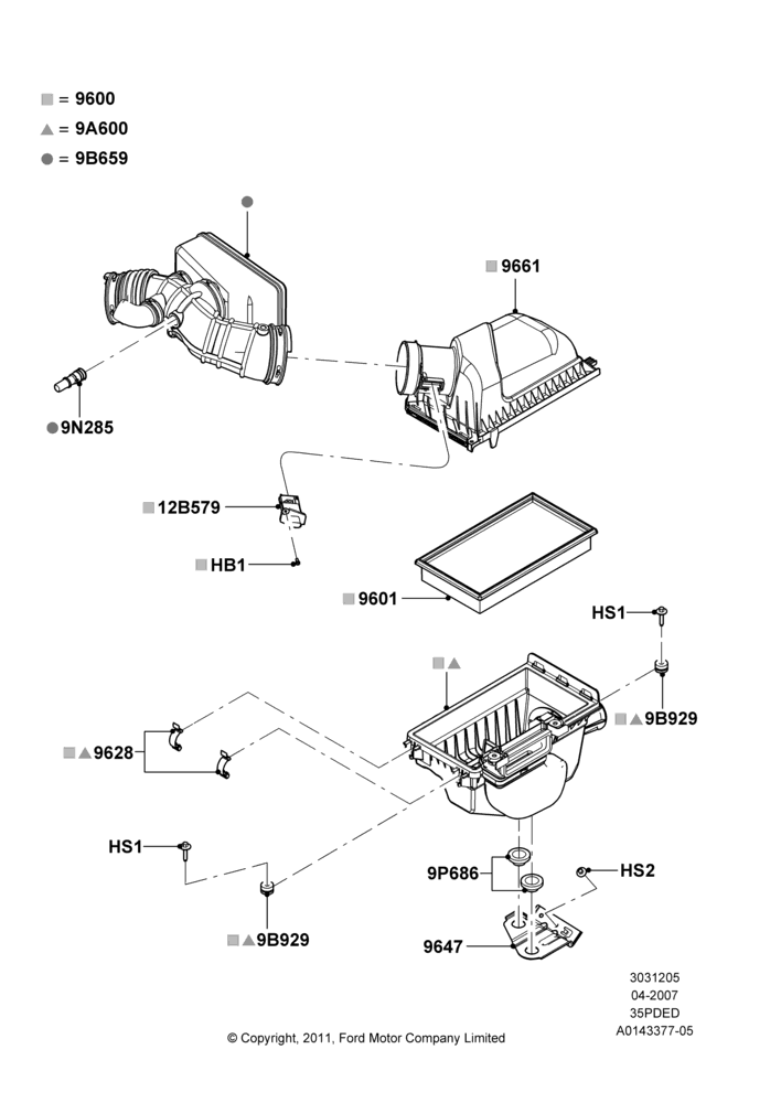 05C - Air Cleaner, 3.5L 4V DOHC VCT SMPI V6 Gas; 30/APR/2007-15/JUN/2009