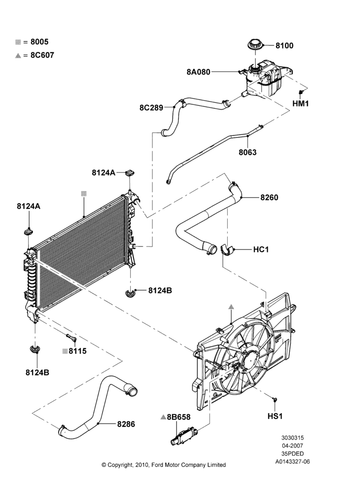 15C - Radiator/Coolant Overflow Container, 3.5L 4V DOHC VCT SMPI V6 Gas; 30/APR/2007-15/JUN/2009