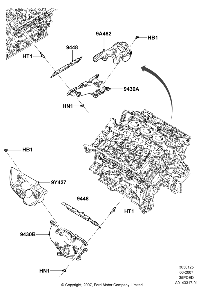 25C - Exhaust Manifold, 3.5L 4V DOHC VCT SMPI V6 Gas; 30/APR/2007-15/JUN/2009