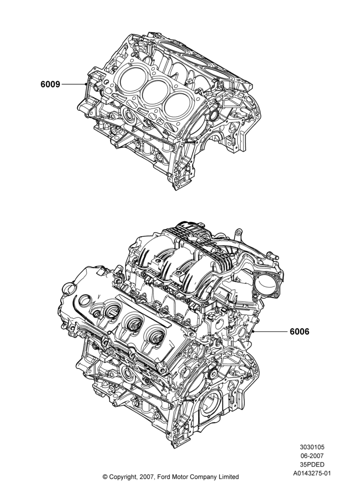 05C - Service Engine and Short Block, 3.5L 4V DOHC VCT SMPI V6 Gas; 30/APR/2007-15/JUN/2009
