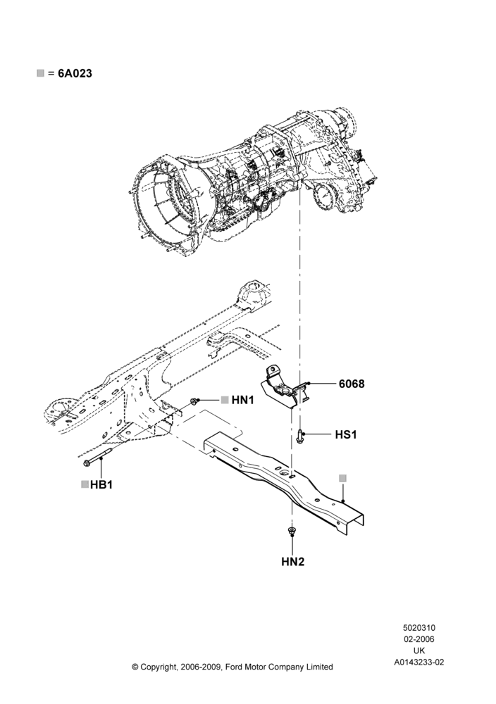 10D - Transmission Mounting, 4.0L V6 12V SOHC EFI, 4WD; 30/JAN/2006-29/OCT/2010