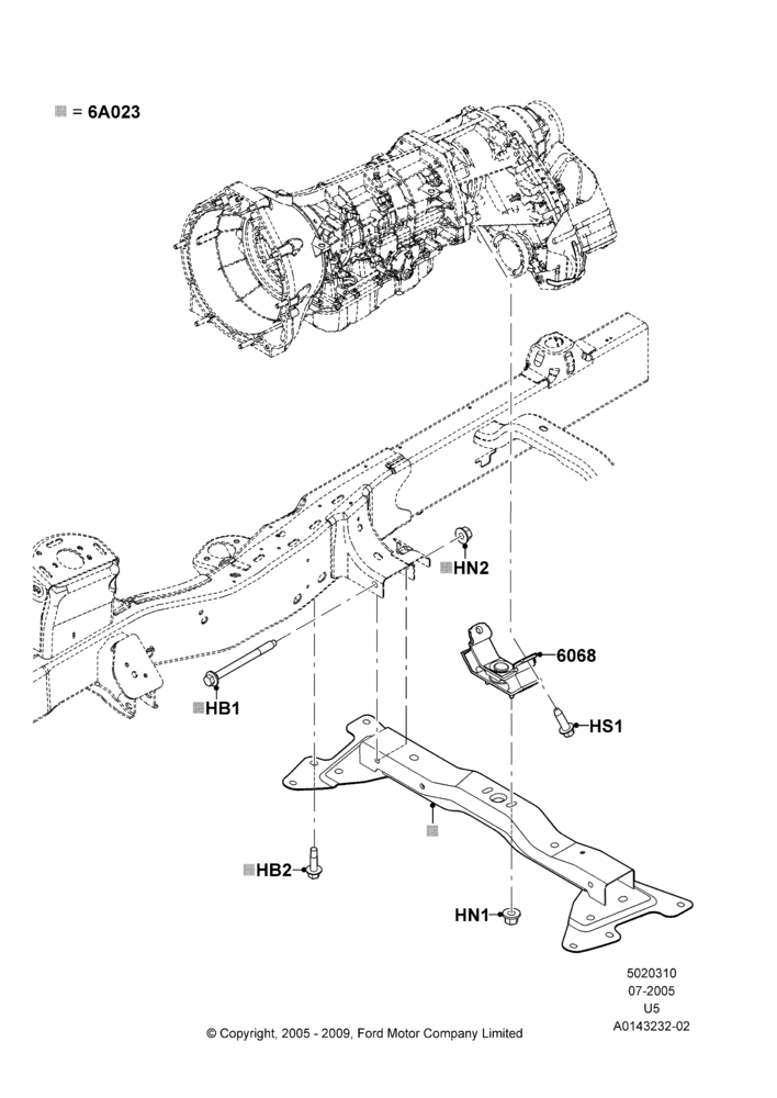 10E - Transmission Mounting, 4.0L V6 12V SOHC EFI, 4WD; 19/JUL/2005-16/DEC/2010