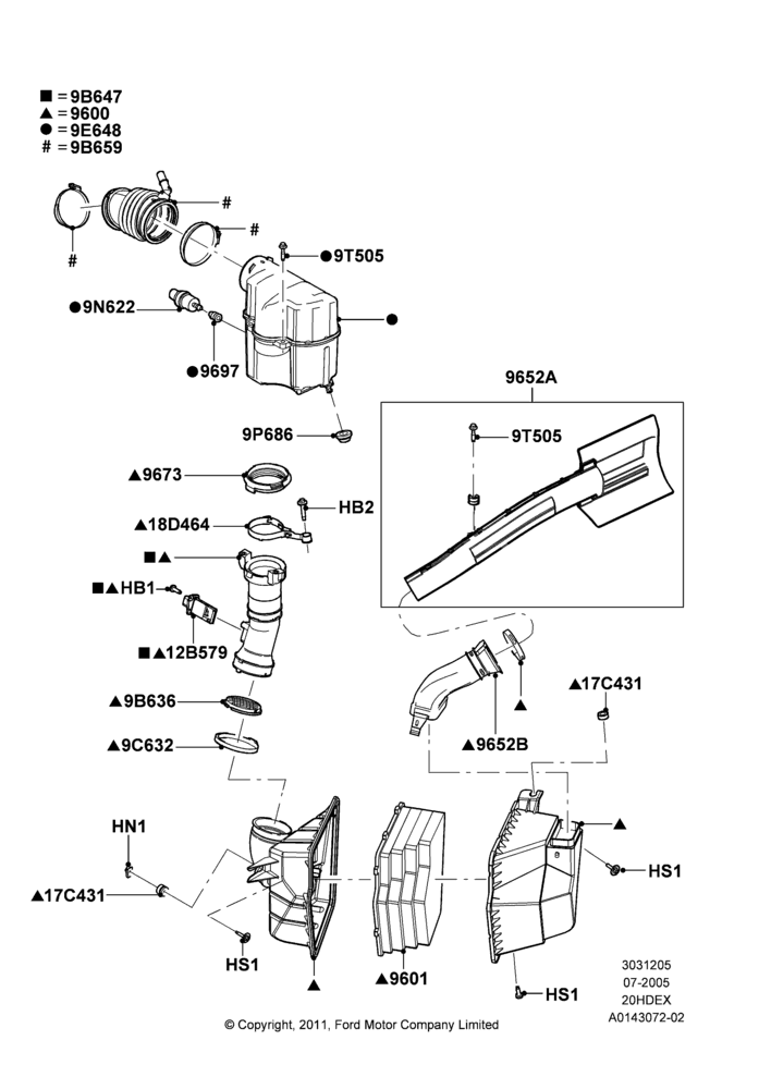 05D - Air Cleaner, 2.0L Duratec HE (137PS), Less PZEV Evaporative Emission; 18/JUL/2005-01/FEB/2007