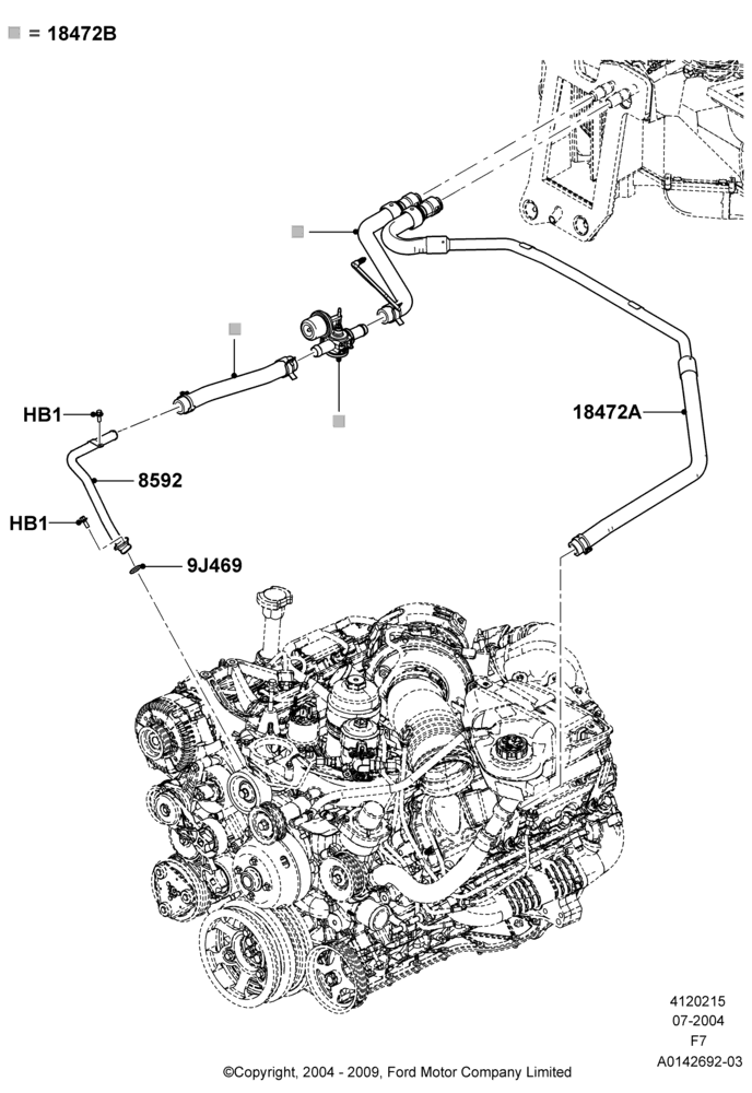 15B - Heater Hoses, 6.0L OHV Diesel V8, With High Ambient Temp/Speed Pack; 19/JUL/2004-18/DEC/2006