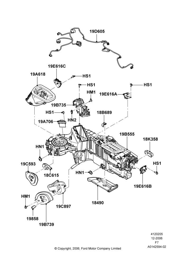 05E - Heater/Air Cond.External Components, Less Auxiliary Heater, Manual Air Conditioning; 18/DEC/2006-12/FEB/2010